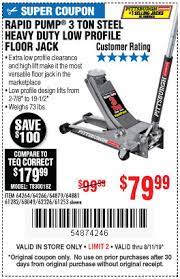 See the coupon for full details. 3 Ton Steel Low Profile Floor Jack For Only 79 99 Harbor Freight Coupons