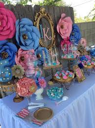 Beautiful bouquet of fresh pink peony flowers in full bloom on gray background, close up, top view. Pink Blue Flower Birthday Party Ideas Photo 1 Of 4 Flower Birthday Party Birthday Party Decorations Birthday Flowers