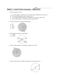Distance between two endpoints along an arc measured in linear units 3. Math 9 Unit 8 Circle Geometry