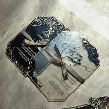 Black And Gold Acrylic Wedding Invitations Vintage Black And Gold Acrylic Wedding Invitation Romantic Fall And Winter Ws292 In 2020 Acrylic Wedding Invitations Wedding Invitations Romantic Wedding Invitations