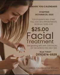 Facial of the month at Technical College of the Rockies spa
