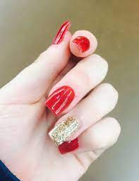 Red And Gold Nails For Prom Prom Nails Gold Nail Designs Red And Gold Nails