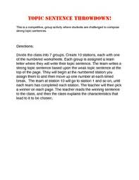 Topic Sentence Throwdown Topic Sentences Sentences Writing Topics