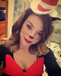 Cute Cat In The Hat Costume Diy Costumes Women Cat Halloween Makeup Halloween Makeup Diy