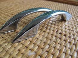 Sale Vintage Chrome Drawer Pulls Pair 2 3 4 Inch Salvaged Pressed Metal Drawer Pulls Chrome