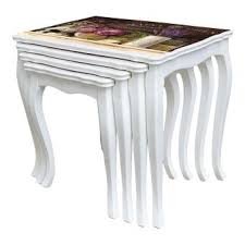 Vivense metal ve tekerlekli zigon sehpa modelleri renkli ve ahşap görünümlü yapıya sahip. Kozza Home Tudor 4 Lu Zigon Sehpa K Snq Krem Lake Tudor