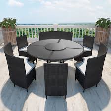 set da giardino tavolo rotondo e sedie in polirattan nero 12 persone gartenmobel sets essplatz im freien gartentisch holz