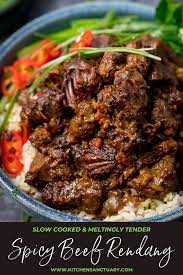 Spicy Beef Rendang Slow Cooked Fall Apart Spicy Beef Beef Recipes Spicy Beef Delicious Beef Recipe