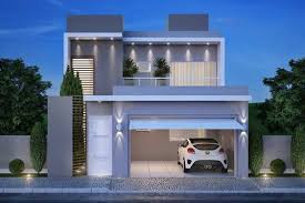 Casa minimalista en dos bloques transversales que forman las 2 plantas y colores opuestos para destacar casa bloque. Fachada Minimalista Moderna Dos Plantas Casa Web