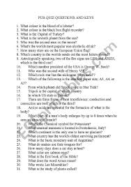 Considering abc mouse your preschooler? Pub Quiz Questions Esl Worksheet By Bonniegal