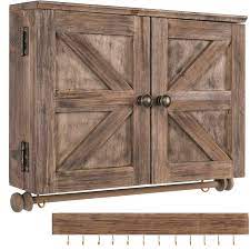 Shop wayfair for all the best cabinet door organizer cabinet organization. Amazon Com Rustic Wall Mounted Jewelry Organizer With Wooden Barndoor Decor Jewelry Holder For Necklaces Earings Bracelets Ring Holder And Accessories Includes Hook Organizer For Hanging Jewelry Brown Home Improvement