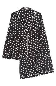 Black And White Polka Dot Pajamas Pin By Mille Kragh On Toj Silk Pajama Set Fashion Silk Pajamas