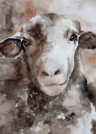 For Her Sheep Painting Of Sheep Lamb Painting Small Atc For Etsy Sheep Art Sheep Paintings Nursery Art Girl