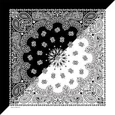 Black And White Paisley Bandana Paisley Split White Black Bandana Single Piece 22x22 Bandana
