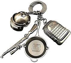 Amazon Com Hebensi 4 Pcs Metal Keychain Including Level 3 Helmet Level 3 Backpack Kar98k And Frying Pan Iron Key Rin Metal Keychain Mobile Phone Game Keychain