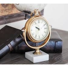 Litton Lane Classic 7 In X 10 In Iron Table Clock In Polished Gold With Swivel Design Table Clock Iron Table Tabletop Clocks
