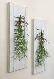 Shutter Wall Decor With Baby S Breath Swag Etsy Shutter Wall Decor Old Shutters Decor Farmhouse Wall Decor