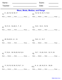 Grade grammar worksheets math aids graph paper division arrays worksheet. Mean Mode Median Problems Worksheet