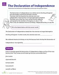 Learn About The Declaration Of Independence Worksheet Education Com Declaration Of Independence Social Studies Worksheets History Worksheets