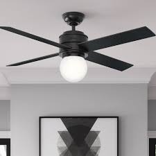 Hunter Fan Hepburn Matte Black 52 Inch Ceiling Fan With 4 Black Oak Mid Century Walnut Reversible Blades With Images Ceiling Fan Black Ceiling Fan Ceiling Fan With Light