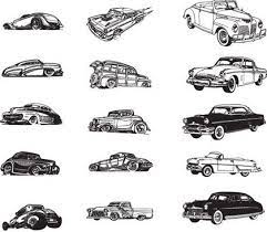 Vintage Car Icons Collection Black White Design Free Vector Download File Size 2 19 Mb File Type Ve Car Vector Vintage Cars Vector Free