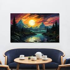 Tablou Canvas-Sunset Illustration – The Print Studio