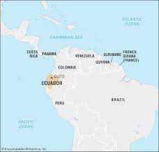 It shares its northern border with columbia, eastern and southern border with peru and with the pacific ocean on the west, and shares the amazon river with peru, brazil and columbia. Ecuador Flag Capital Map Currency Britannica