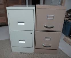 It has white inserts that assist in labeling and organization of files. Mismatched Metal File Cabinets Get A Makeover Scavenger Chic