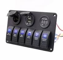 6 Gang Laser Engraving Rocker Switch USB Car Charger Power Socket  Multi-Function Panel Switch Kit for for Vehicle Car Truck Boat