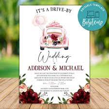 Printable Drive By Wedding Invitation Instant Download Bridal Shower Invitations Diy Bridal Shower Invitations Free Bridal Shower Invitations Printable