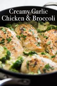Skillet Creamy Garlic Chicken With Broccoli Recipe Creamy Garlic Chicken Food Recipes Chicken Recipes