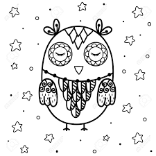 There are tons of great resources for free printable color pages online. Cute Sleeping Owl Coloring Page Black And White Print With Funny Animal Royalty Free Cliparts Vectors And Stock Illustration Image 157120034