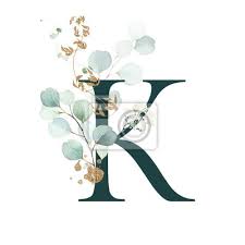 This assembly of flowers in shades of green attains its fanlike silhouette through the use of wired gladiolus and santini mums. Dark Green Floral Alphabet Letter K With Gold And Green Botanic Wandposter Poster Hochzeit Wasserfarbe Buchdruck Myloview De