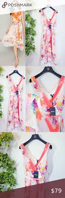 Dkny New V Neck Delicate Floral Swing Wrap Dress In 2020 Bridesmaid Dresses Boho High Low Midi Dress Wrap Dress