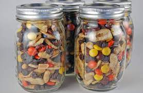 The No Bake No Cook No Time Gift Solution 4 Snack Mix Recipes In A Jar Eat At Home Snack Mix Recipes Snack Mix Caramel Apple Gifts