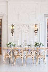 Elegant Wedding Reception Decor Idea Long Tables With Cross Back Chairs And Purple Napkin Wedding Reception Decorations Unique Wedding Decor Crossback Chairs