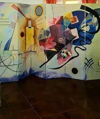 Biombos Modelo Art Line Diseno Kandinsky Amarillo Rojo Y Azul Medida De Cada Hoja 1 80 Mts De Alto X 50 Cm De Ancho Impresos Sobre Tela Vinilica