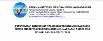 Berikut sk penetapan hasil praseleksi asesor akreditasi sekolah/madrasah untuk mengikuti uji kompetensi tahun 2020: Rekrutmen Calon Asesor Sekolah Madrasah Badan Akreditasi Nasional Sekolah Madrasah Ban S M Tahun 2021 Peluang Terkini