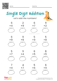 single digit addition math worksheets free printables kidpid