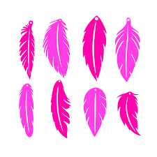 Feather Earrings Pack Cuttable Design Feather Earrings Leather Earrings Feather Jewelry