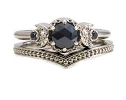 Black And White Engagement Ring Black And White Diamond Moon Fire Engagement Ring 14k White Etsy In 2020 Black Engagement Ring Gothic Engagement Ring Black Gold Jewelry