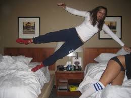 Asian woman exercise by play yoga and meditation with online class in tablet on bed in bedroom at home.new normal lifestyle concept of lockdown, quarantine and social distancing during coronavirus crisis. College Girls Going Crazy In A Hotel Room Hot Porn