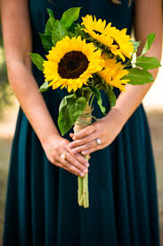 Sunflower Bouquet Teal Bridesmaid Dress Lauren Lindley Photography Sunflower Bridesmaid Bouquet Sunflower Wedding Bouquet Sunflower Themed Wedding