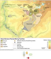 While the area of rosia montana had been mined since ancient roman times, what rmgc was planning was a leviathan of open cast mining, essentially leveling four mountain tops and digging a gigantic pit. Overview Of The Rosia Montana Planned Mining Facilities Romania Grid Arendal
