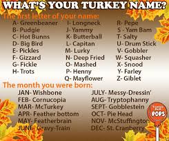 We have to get the easiest one out of the way first. Thanksgiving Turkey Names Thanksgiving Turkey Tips The First Thanksgiving Turkey On Record To Receive A Reprieve Was In 1963 When President John F Stolack