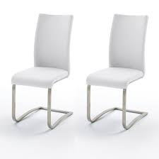 Freischwinger stühle mit bezug aus leder oder aus holz für das esszimmer, wohnzimmer oder büro. 2 X Stuhl Arco Weiss Freischwinger Leder