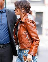 American Singer Selena Gomez Stylish Leather Jacket Stylish Leather Jacket Leather Jacket Brown Leather Jacket