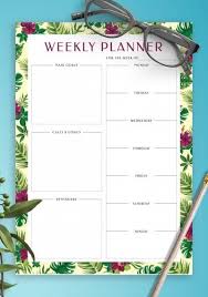 Free printable 1 week calendar 29 Free Weekly Planner Template Printables For 2021