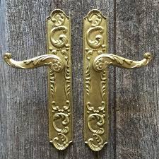 Vintage French Bronze Finger Plates Pair Of Door Decoration With Their Matching Pair Of Levers Architectural Salvage In 2020 French Vintage Bronze Architectural Salvage