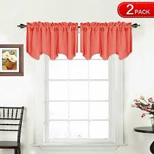 Traditional curtains for living room: Turquoize Valances Curtains For Kitchen Windows Room Darkening Window Valances For Living Room Bedroom Rod Pocket Curtain Valances For Bathroom 2 Park Coral Buy Online In Qatar At Qatar Desertcart Com Productid 68640590